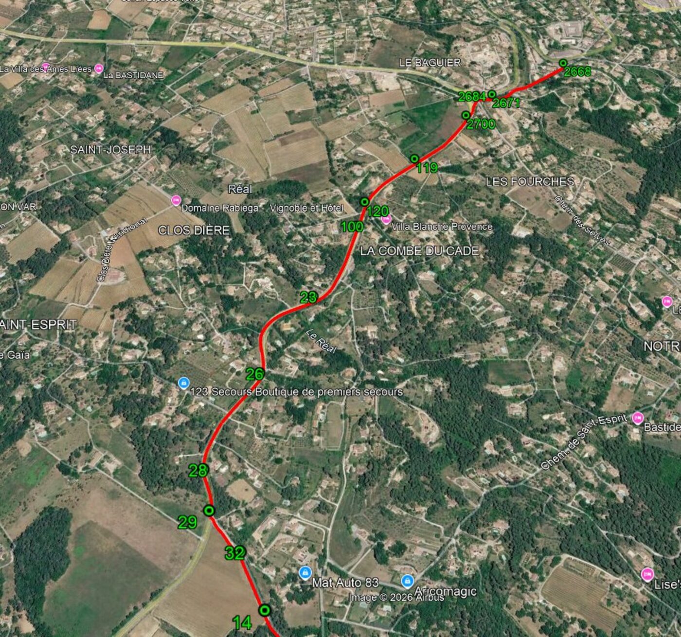 Relevé de tracé sur vue aérienne, P&G Telecom